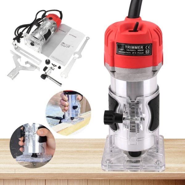 Woodworking Electric Trimmer 800W 30000rpm Wood Milling Engraving Slotting Trimming Machine Hand Carving Machine Wood Router 2