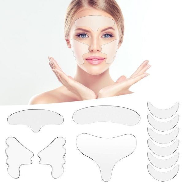 11PCS Reusable Silicone Anti Wrinkle Facial Pad Face Neck Eye Sticker Silicone Neck Pad Forehead Anti 1