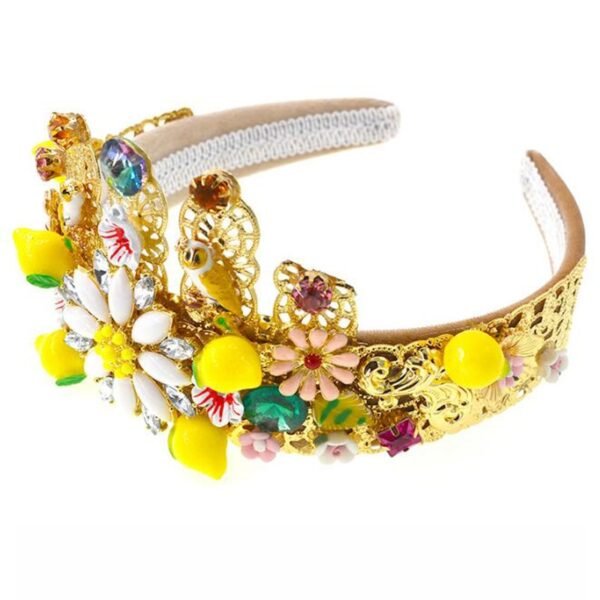 2020 New Luxury vintage hair accessories jewelry New yellow Gold Leaf Pearl Headband Bridal Headwear Hair 2