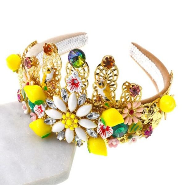 2020 New Luxury vintage hair accessories jewelry New yellow Gold Leaf Pearl Headband Bridal Headwear Hair 4