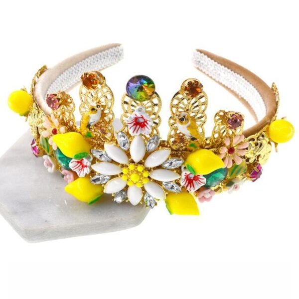 2020 New Luxury vintage hair accessories jewelry New yellow Gold Leaf Pearl Headband Bridal Headwear Hair 5