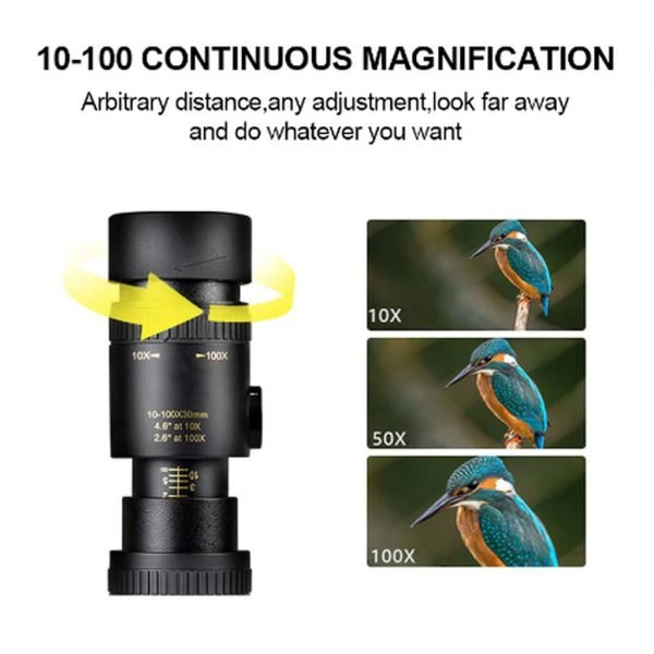 4K 10 300X40mm Super Telephoto Zoom Monocular Telescope Portable for Beach Travel Supports Smartphone To Take 3