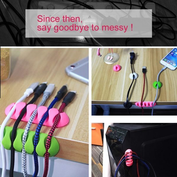ACCEZZ USB Cable Organizer Wire Winder Earphone Holder Cord Clip Office Desktop Phone Cables Silicone 2