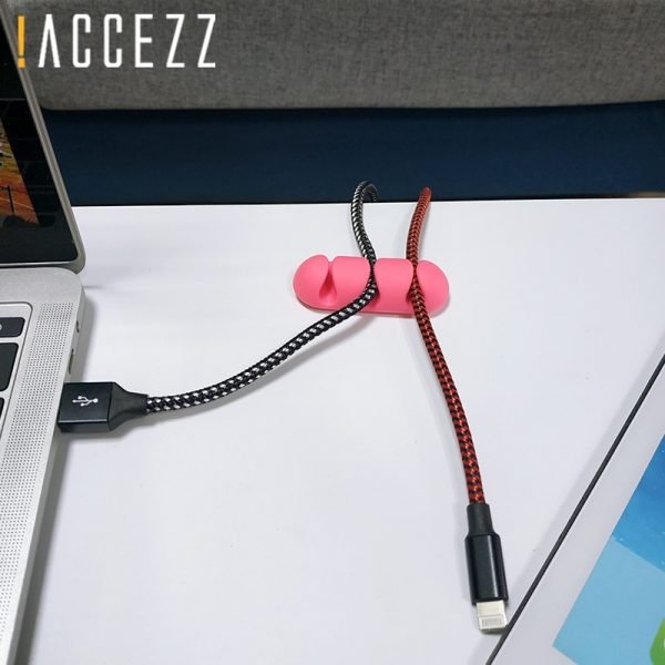 ACCEZZ USB Cable Organizer Wire Winder Earphone Holder Cord Clip Office Desktop Phone Cables Silicone 3