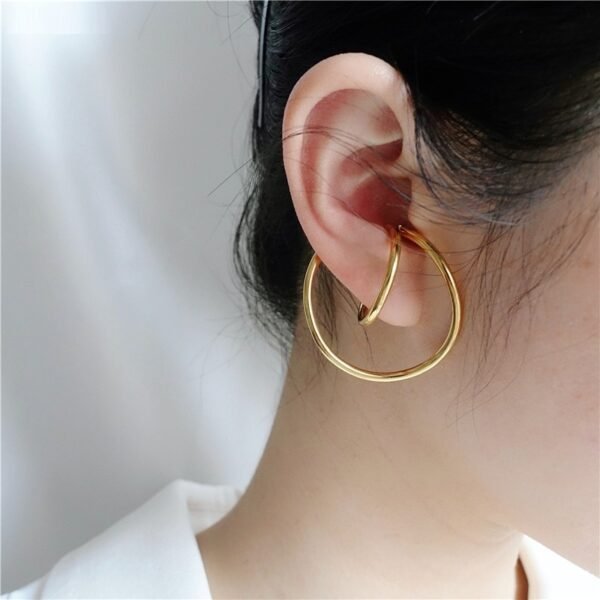 AOMU 2019 New Korean Simple Geometric Scrub Round knot Face Matte Metal Gold Stud Earrings Gifts 1