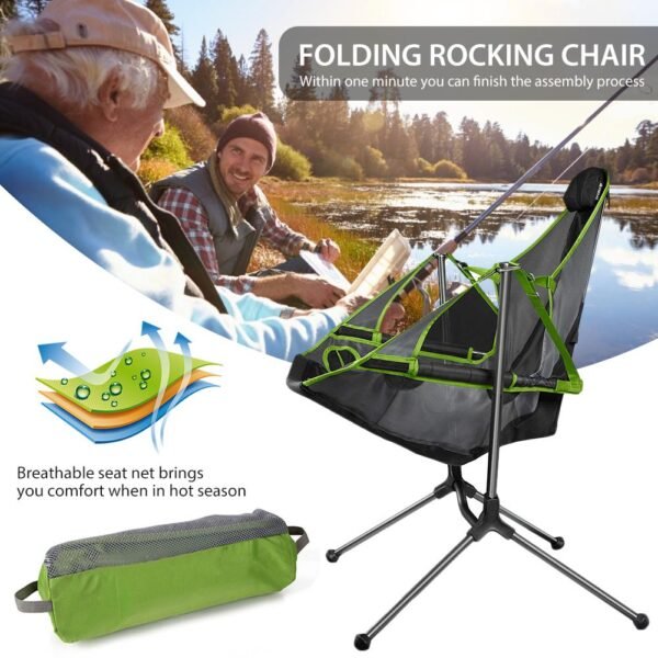 Folding Camping Chair High Load Ultralight Extra Large Rocking Chair Outdoor Fishing With Pillow Picnic Comfortable 5