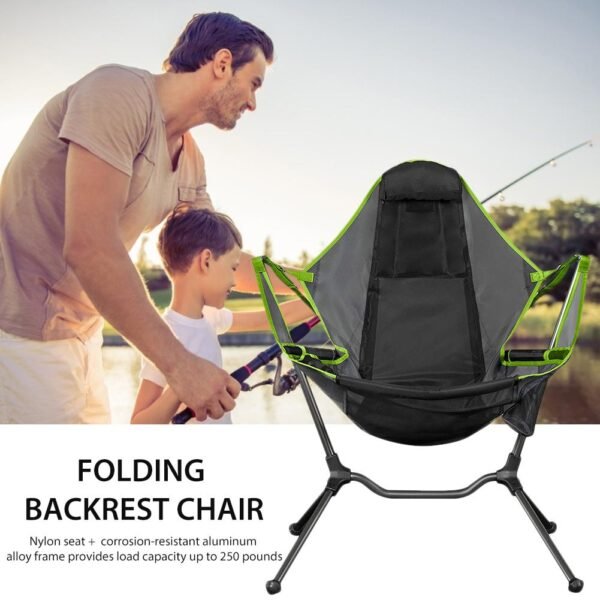 Folding Camping Chair High Load Ultralight Extra Large Rocking Chair Outdoor Fishing With Pillow Picnic Comfortable 6