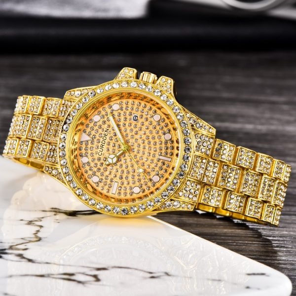 Full Bling Large Diamond Watch For Men ICED Out Hip Hop Mens Quartz Watches Waterproof Date 3