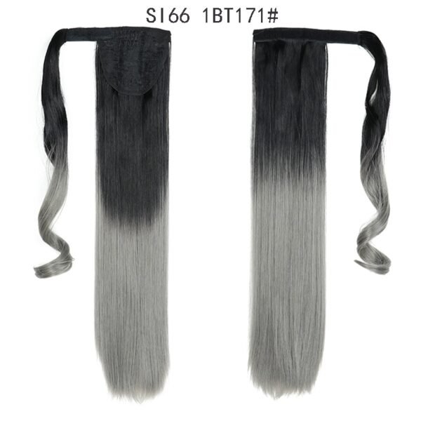 Long Straight Ponytail Wrap Around Ponytail Clip in Hair Extensions Natural Hairpiece Headwear Synthetic Hair Brown 4