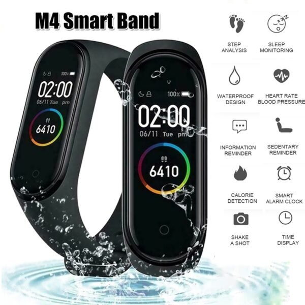 M4 Color Screen Smart Wristband Heart Rate Monitor Fitness Activity Tracker Smart Band Blood Pressure Music