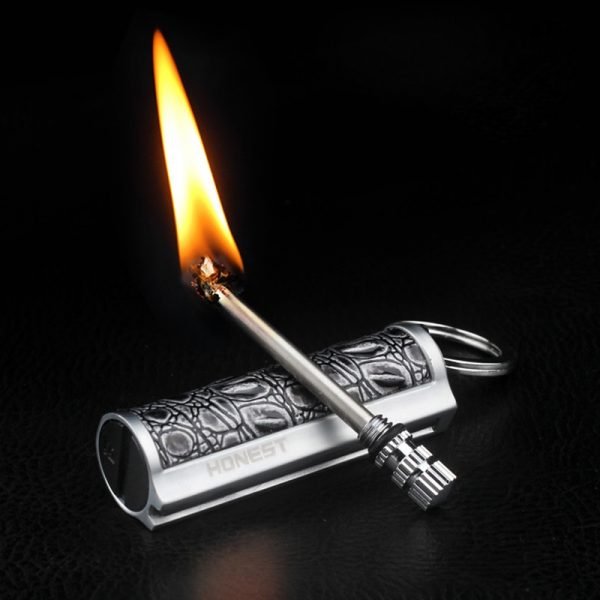 Metal Reusable Endless Match Flint Fire Fire Starter Kerosene Oil Flame Keychain Lighter Portable Outdoor Survival