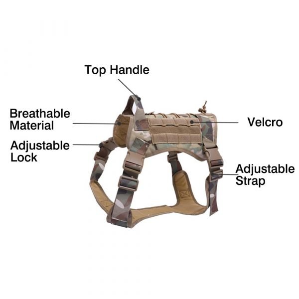 Military Tactical Dog Harness Front Clip Law Enforcement K9 Working Pet Dog Durable Vest For Small 3