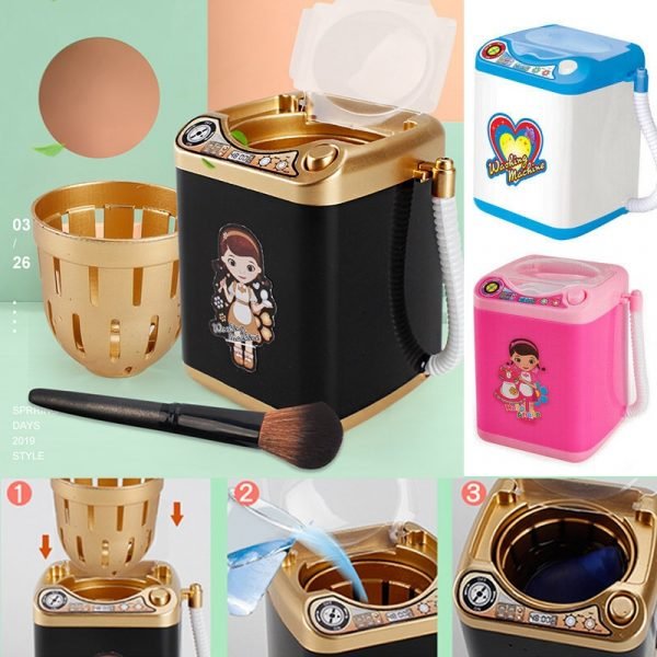 Mini Electric Makeup Brush Cleaner Washing Machine Dollhouse Toy Cosmetic Brush Powder Puff Washer Beauty Cleaning
