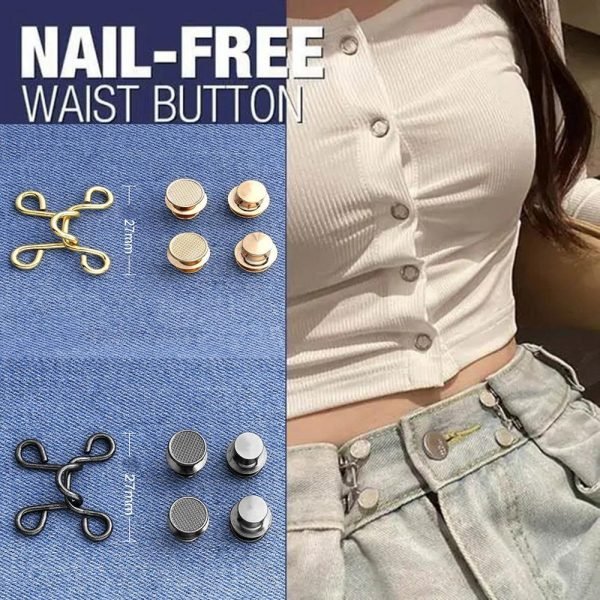 Nail free Waist Buckle Adjustable Snap Button Adjust Waist Removable Retractable Nail free Pant Clothing Metal