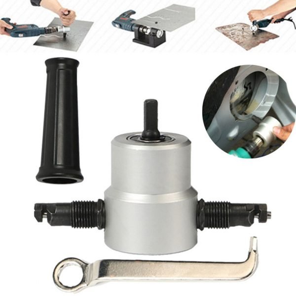 Nibble Metal Cutting Double Head Sheet Nibbler Saw Cutter Tool Drill Attachment Free Cutting Tool Nibbler 5