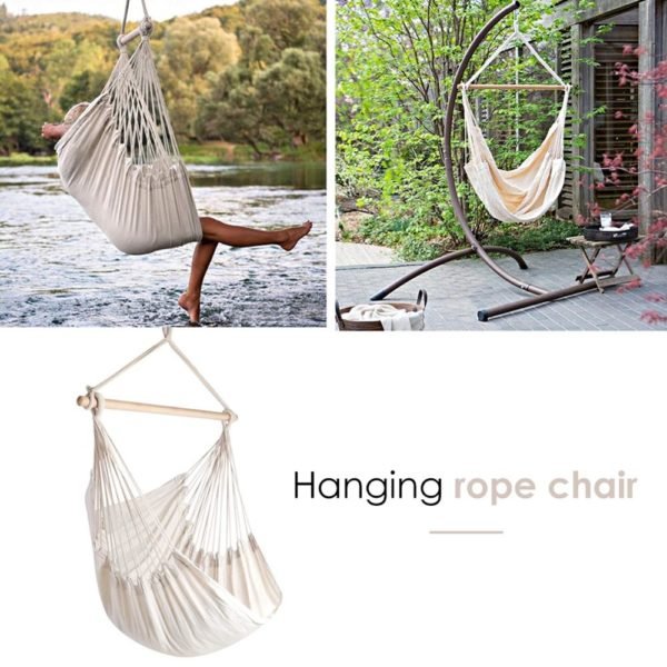 Portable Hanging Hammock Indoor Home Bedroom Hammock Lazy Chair Travel Outdoor Camping Swing Chair Thick Canvas 1