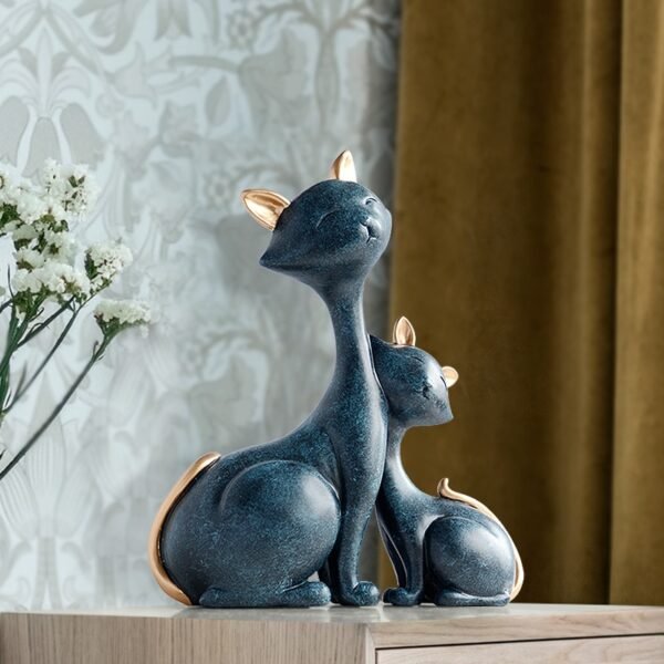 Resin Cat Figurines Miniatures Decorative Animals desktop gift cat statue ornaments home decoration casa living room 5