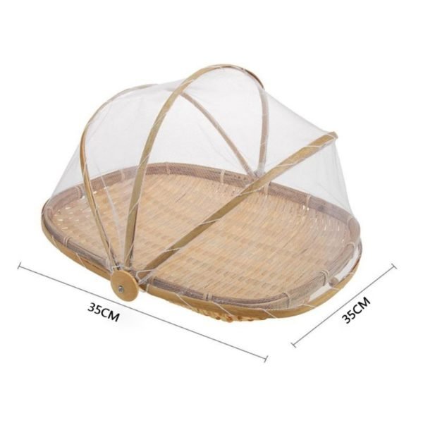 Round Handmade Bamboo Storage Basket Anti Mosquito Dustproof Storage Basket Mesh Drying Basket Fruit And Vegetable 5