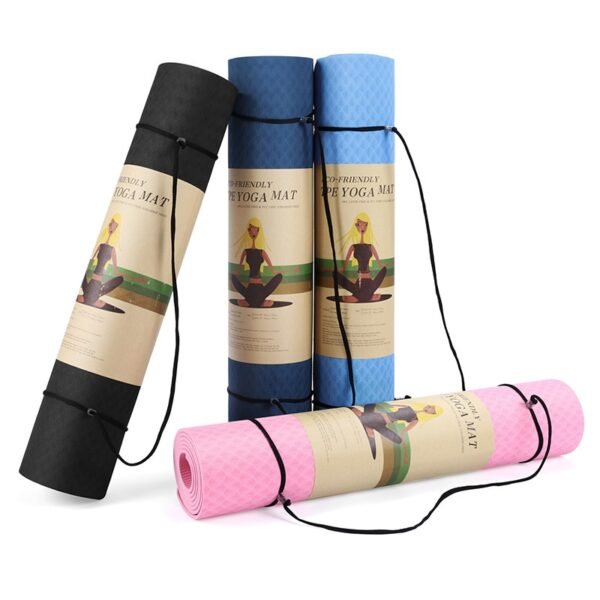 TPE Yoga Mat Non Slip with Position Line Free Carry Rope Fitness Pilates Mat for Outdoor 1