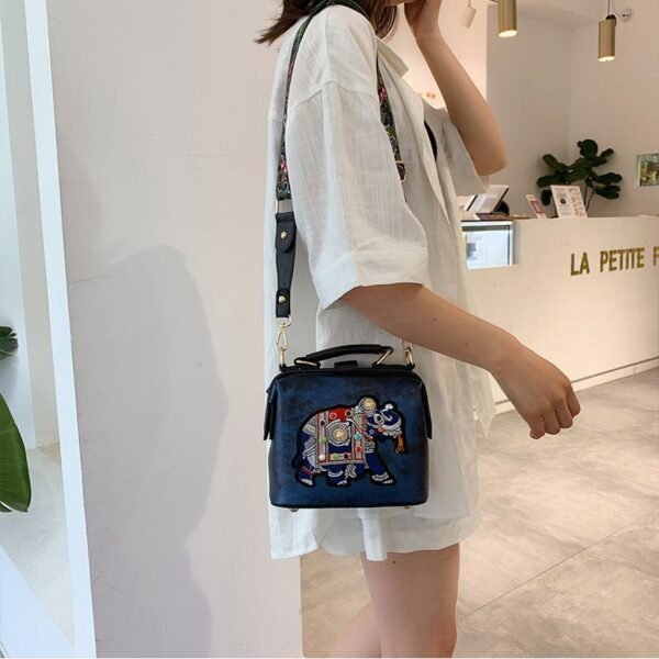 Vintage Embroidery Elephant Bag Bags Wide Butterfly Strap PU Leather Women Shoulder Crossbody Bag Tote Women 1