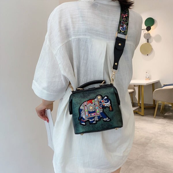 Vintage Embroidery Elephant Bag Bags Wide Butterfly Strap PU Leather Women Shoulder Crossbody Bag Tote Women 4