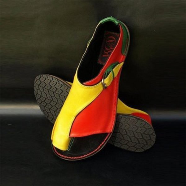 Woman Sandals Women Color Matching Open Toe Ladies Clip Foot Flats Female Rome Buckle Shoes Comfortable 2