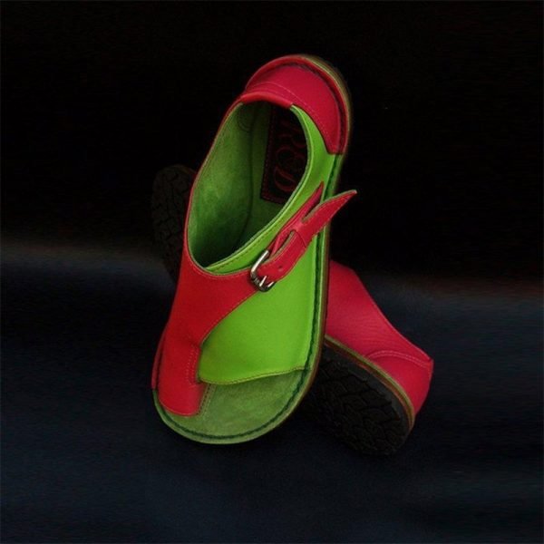 Woman Sandals Women Color Matching Open Toe Ladies Clip Foot Flats Female Rome Buckle Shoes Comfortable