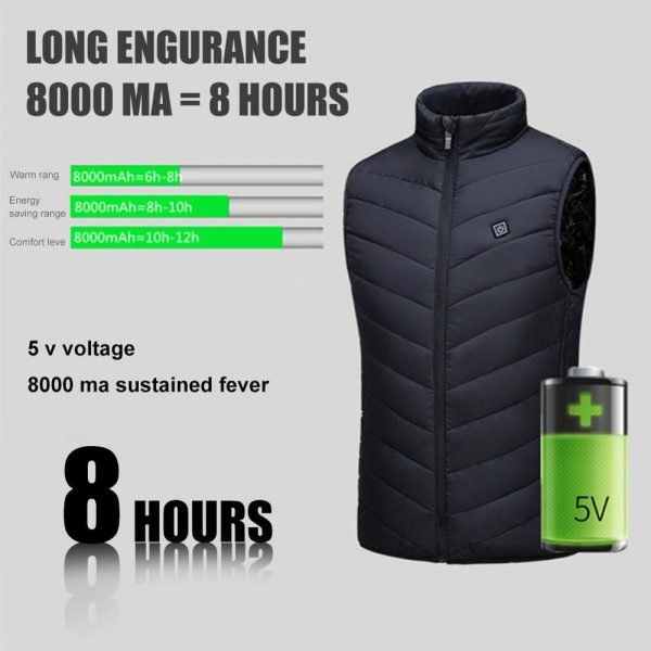 2020 men vest usb heater Thermal female vest warmth hiking camping Cotton Polyester Winter electric heated 1