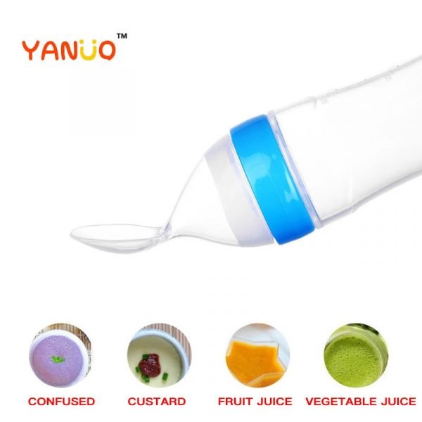 90ML Baby Squeezing Feeding Spoon Silicone Feeding Bottle Training Spoon Infant Cereal Food Spoon Infant Cereal 5