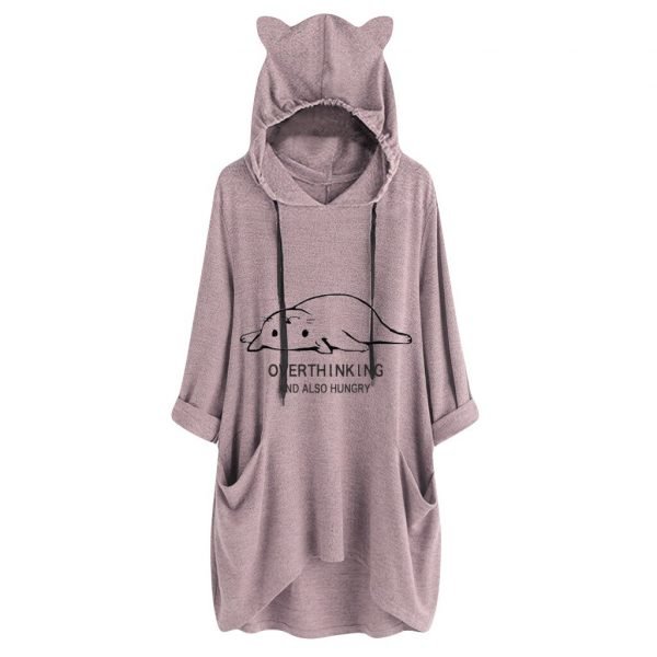 Autumn Winter Women Hooded Hoodies Long Sleeve Letters Printing Sweatshirt With Cat Ears Hat Lady Girls 1