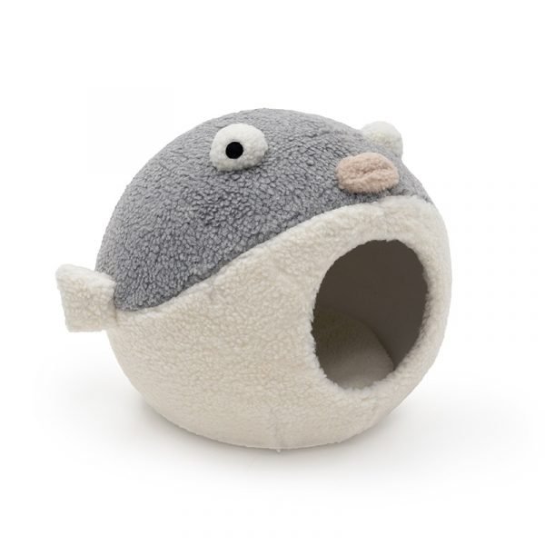 Puffer Fish Cat Cave Soft Cat Bed for Kitty Gray Warm Cat House 100 Cotton Cat 4