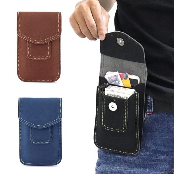 2020 New Casual Mobile Phone Bag Waist Packs Pouch for Men Male Holster Rivet Waist Bag 5