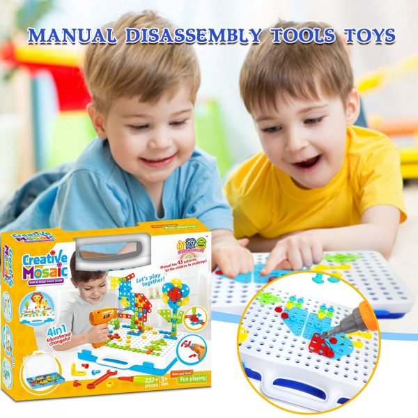 237pcs set Children DIY Assembling Building Blocks Platter Manual Disassembly Tool Toy DIY Electric Drill Puzzle