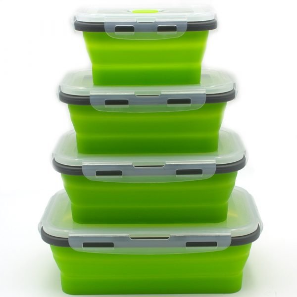 4 pcs Silicone Lunch Box Portable Bowl Colorful Folding Food Container Lunchbox 350 500 800 1200ml 3