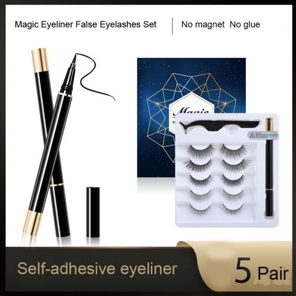 5 Pairs Of Magic Self adhesive False Eyelashes Eyeliner Gel free And Non magnetic Reusable False