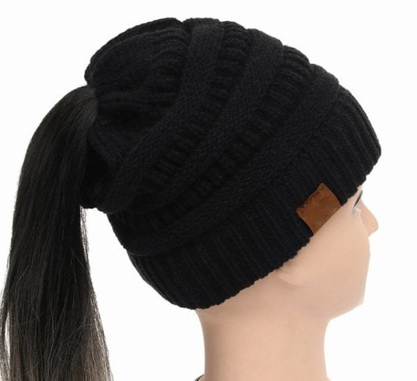 Drop Shipping 25 Colors Solid Ponytail Beanie Women Stretch Knitted Crochet Beanies Winter Hats For Women 4