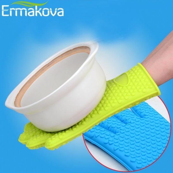 ERMAKOVA Thickening Silicone Glove BBQ Grill Glove Oven Mitts Barbecue Oven Baking Glove Pinch Mitts Hot 2