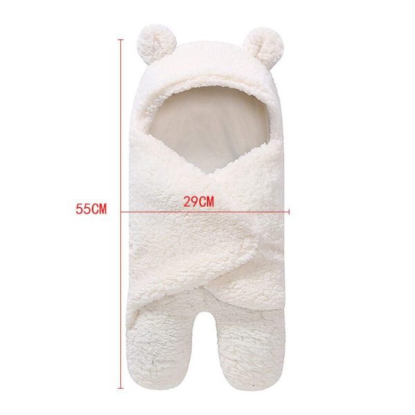 Newborn Cotton Plush Hooded Blanket Warm Soft Swaddle Sleeping Bag Stroller Wrap Clothes Sleeping Bags 2