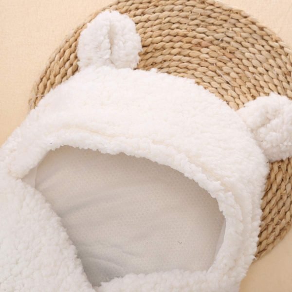 Newborn Cotton Plush Hooded Blanket Warm Soft Swaddle Sleeping Bag Stroller Wrap Clothes Sleeping Bags 4