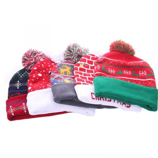 ON SALE 2020 New Year LED Knitted Christmas Hat Beanie Light Up Illuminate Warm Hat For 4