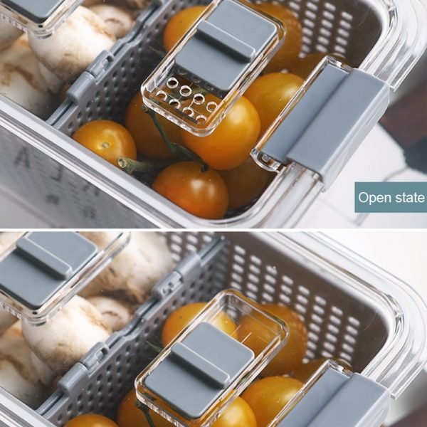 Plastic Storage Box Fresh Keeping Box Refrigerator Fruit Vegetable Drain Crisper Kitchen Storage Containers With Lid 1