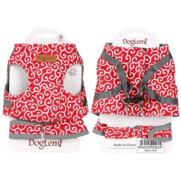 Printed Dog Cat Harness and Leash Set Pet Vest Harness Dogs Walking Lead Rope Pretty Flower 4