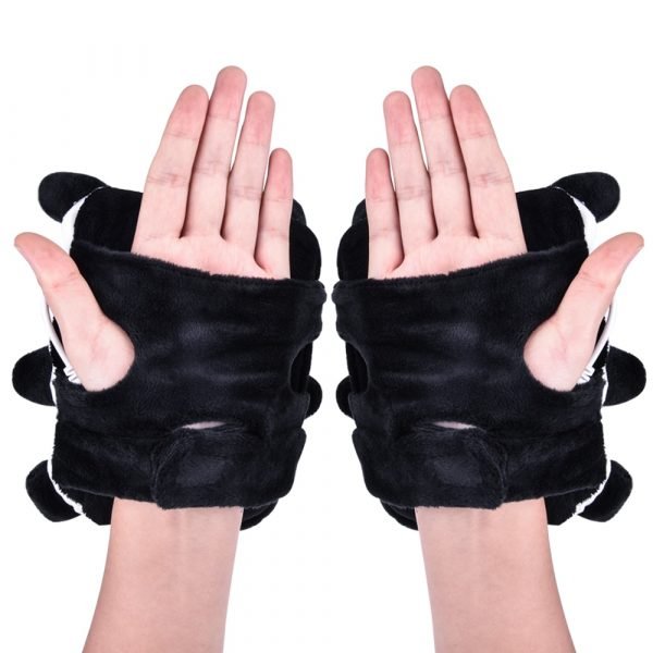 USB Heated Gloves Electric Heating Hand Warmers Fingerless Cute Panda Shape Hand Warmer Office Home Work 2