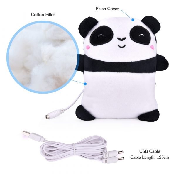USB Heated Gloves Electric Heating Hand Warmers Fingerless Cute Panda Shape Hand Warmer Office Home Work 3