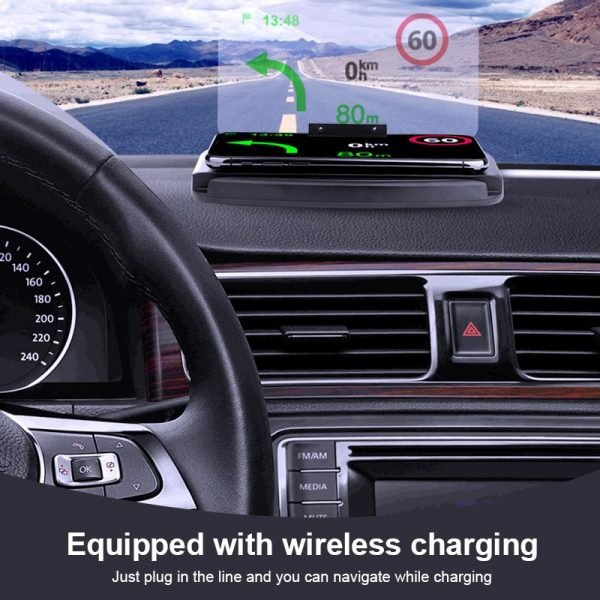 Universal Wireless Charging Charger Car GPS HUD Head Up Navigation Display Phone Holder Anti Slip Mat 4