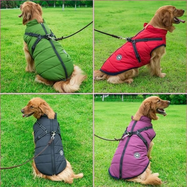 Warm Winter Small Large Pet Dog Jacket Harness Dog Clothes For Waterproof Big Puppy Coat Chihuahua 4