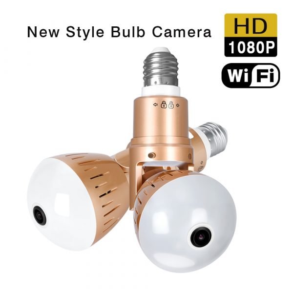 1080P HD 2MP Panoramic Bulb Infrared and White Light Wireless IP Camera Wi FI FishEye Mini