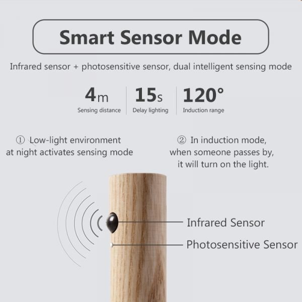 2020 LED Infrared Sensor Photosensitive Sensor Night Light Wireless USB Rechargeable Night lamp For Bedside Wardrobe 2