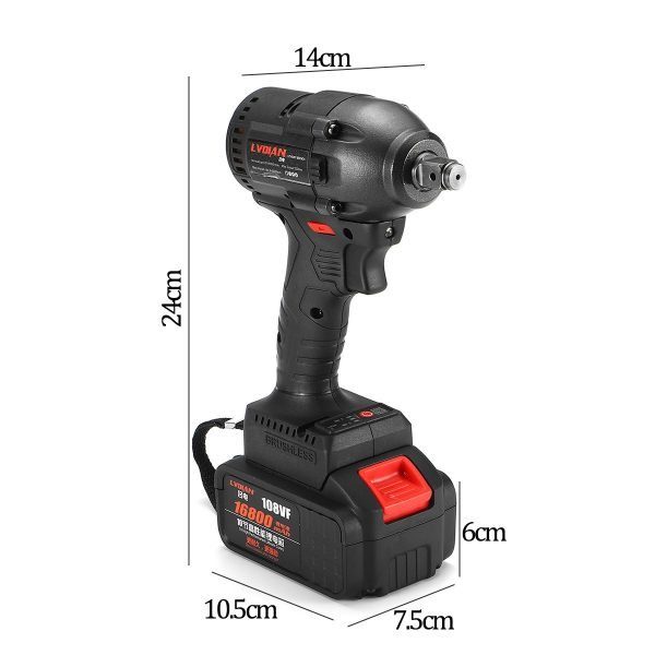 21V Brushless Electric Wrench Cordless Impact Power Wrench Rechargeable Lithium Ion Battery 330Nm Torque 3400 rpm 2