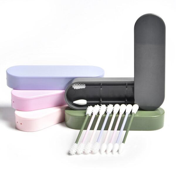 2Pcs box Reusable Cotton Swab Double headed Face Ear Cleaning Makeup Cosmetic Removal Washable Portable Silicone